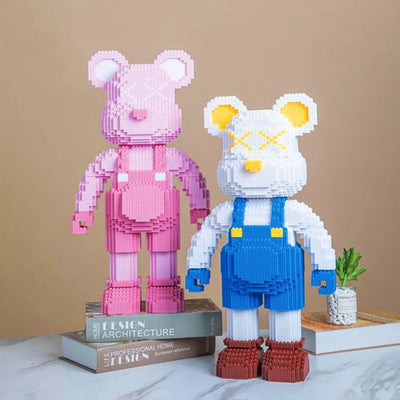 DIY Cartoon Mini Love Violent Bearbrick Model - Fluorescent 3D Animal Building Blocks with Drawer for Home & Office Decor