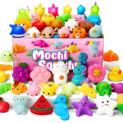 28 Pack Mochi Squishy Toys - Kawaii Cat Squishys Slow Rising Animals - Party Favors, Goodie Bag, Birthday Gifts, Mini  Stress Reliever Toy Pack