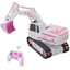 RC Excavator Car – 6-Channel Alloy Crawler with Lights, Dual Batteries, and Long-Range Control – Pink Construction Toy with Auto Demo & Digging Bucket