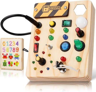 Montessori early childhood education LED electronic busy board busy board marquee wooden toy switch light board