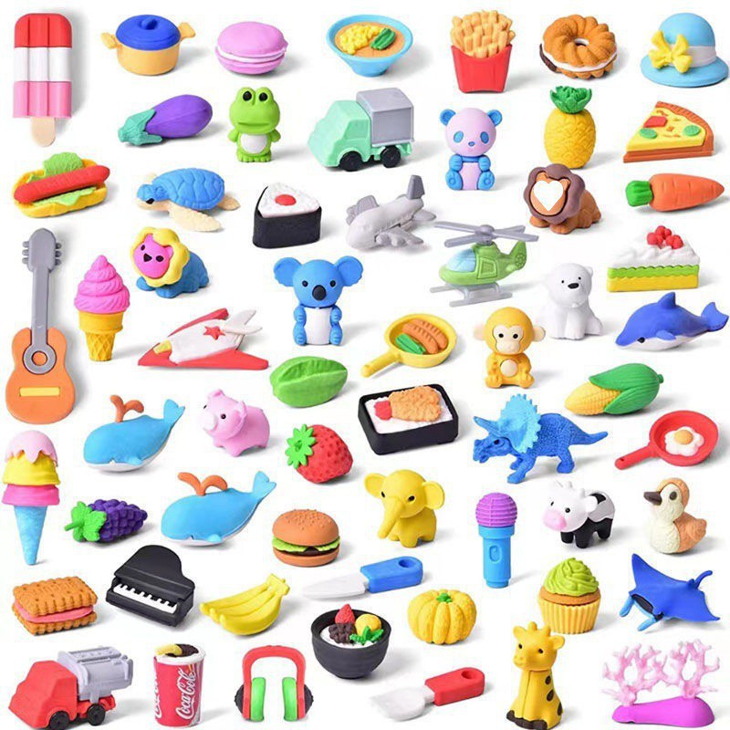 Erasers for Kids, 60 PCS Cute Erasers Bulk for Kids, Fun Mini 3D Puzzle Animal Erasers, Desk Pets Classroom Prizes Treasure Box Toys, Back to School Classroom Supplies for Kids Party