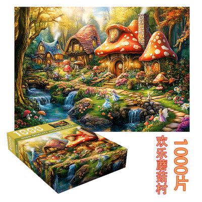 Aimee Stewart, Merry Mushroom Village Picnic, 1000 Piece Jigsaw Puzzle for Adults, Challenging Puzzle Perfect for Game Nights, Finished Size 26.75 x 19.75