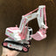 RC Excavator Car – 6-Channel Alloy Crawler with Lights, Dual Batteries, and Long-Range Control – Pink Construction Toy with Auto Demo & Digging Bucket