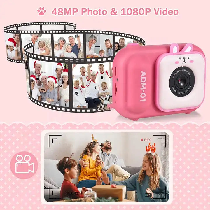 32GB 1080P HD Camcorder - Cute Toy Camera for Kids with Cat, Dog, and Unicorn Themes