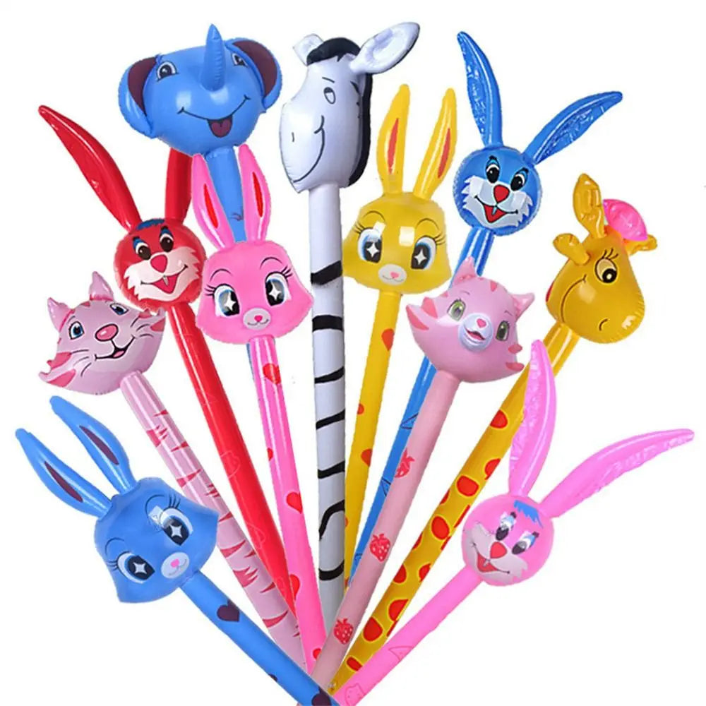 Inflatable Animals Sticks, Jungle Safari Inflatable Toys, Inflatable Hammer Sticks, 11 Pcs Inflatable Animals Sticks, Cartoon Blow Up Inflatable Hammer Sticks - Toyigo