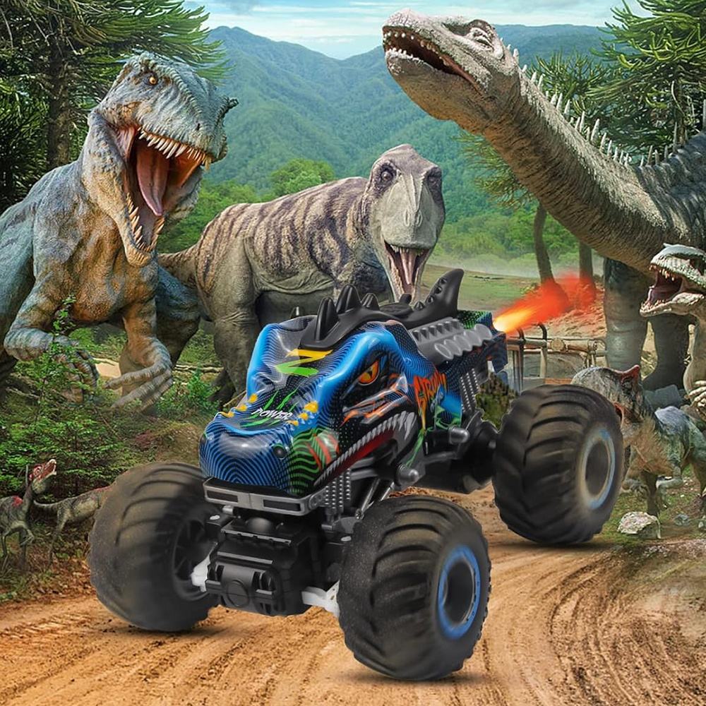 2.4GHz 7CH RC Dinosaur Monster Truck – All-Terrain Off-Road Remote Control Stunt Vehicle Toy for Boys and Kids