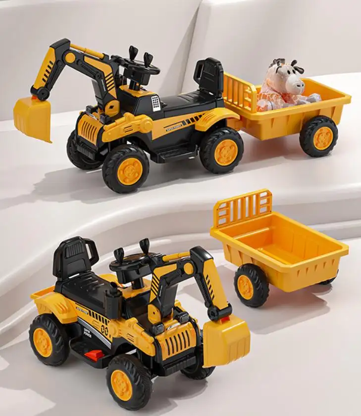 Kids Ride-On Excavator Tractor with Battery Option - Electric Construction Toy Car