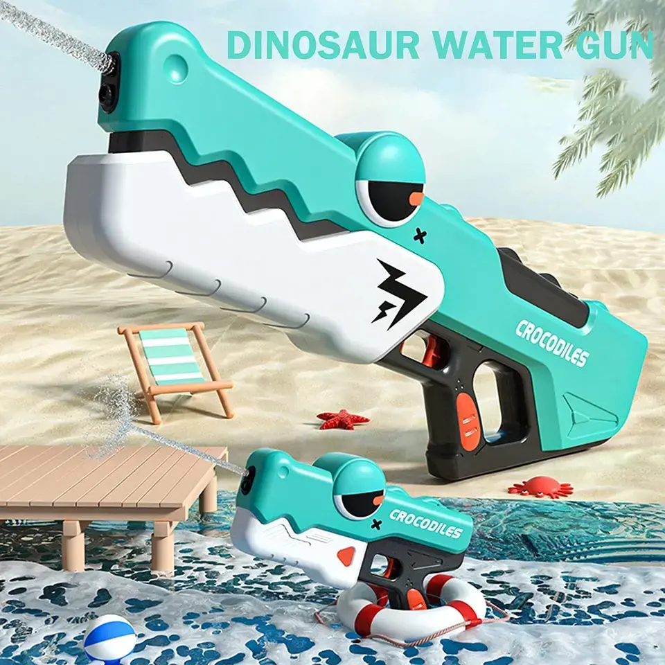 Dinosaur Electric Water Gun – Powerful Automatic Super Soaker Beach Toy for Adults & Kids, Perfect Summer Fun Water Blaster