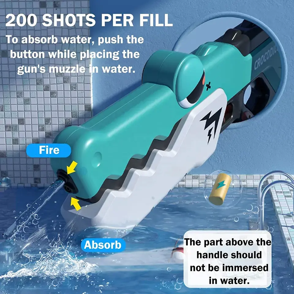 Dinosaur Electric Water Gun – Powerful Automatic Super Soaker Beach Toy for Adults & Kids, Perfect Summer Fun Water Blaster