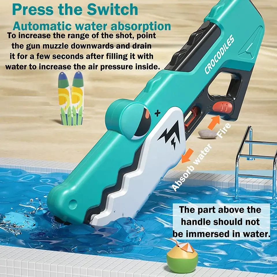 Dinosaur Electric Water Gun – Powerful Automatic Super Soaker Beach Toy for Adults & Kids, Perfect Summer Fun Water Blaster