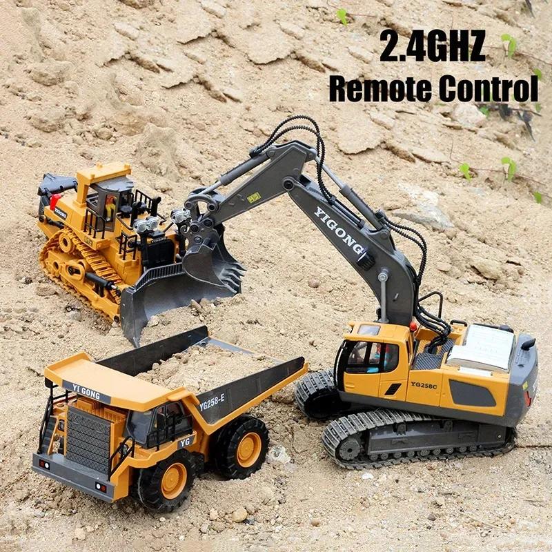 1/20 Scale Remote Control Metal Excavator Toy – 2.4GHz, 11-Channel Die-Cast RC Construction Vehicle, Perfect for Kids & Compatible with Huina