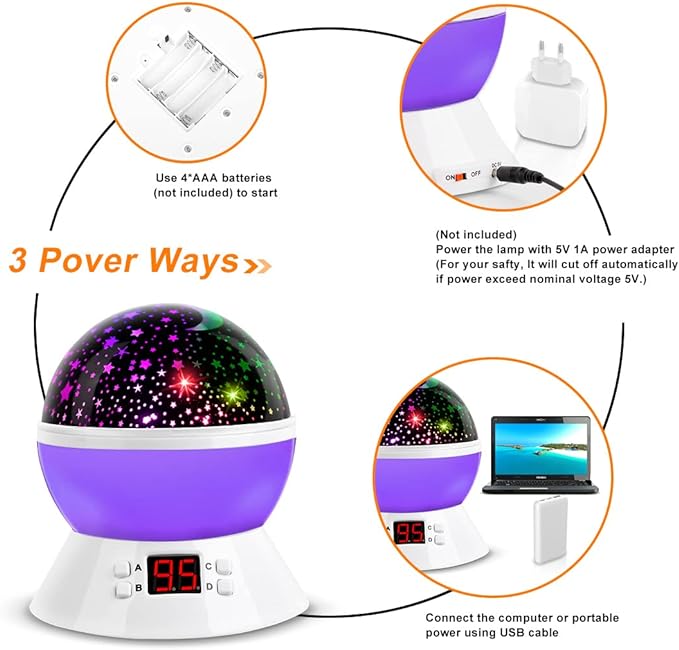 Star Night Light Projector for Kids with Timer - Glow in The Dark Stars and Moon,  for 1-14 Years Old