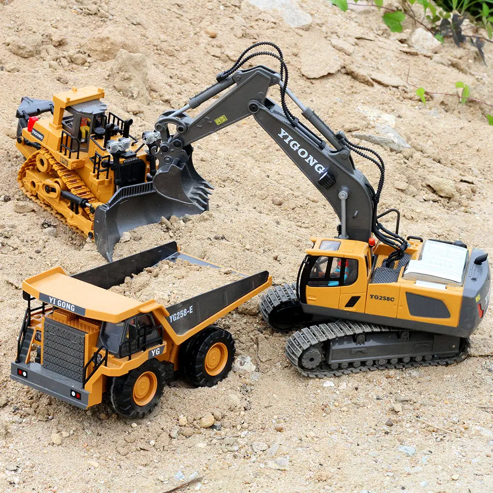 1/20 Scale Remote Control Metal Excavator Toy – 2.4GHz, 11-Channel Die-Cast RC Construction Vehicle, Perfect for Kids & Compatible with Huina