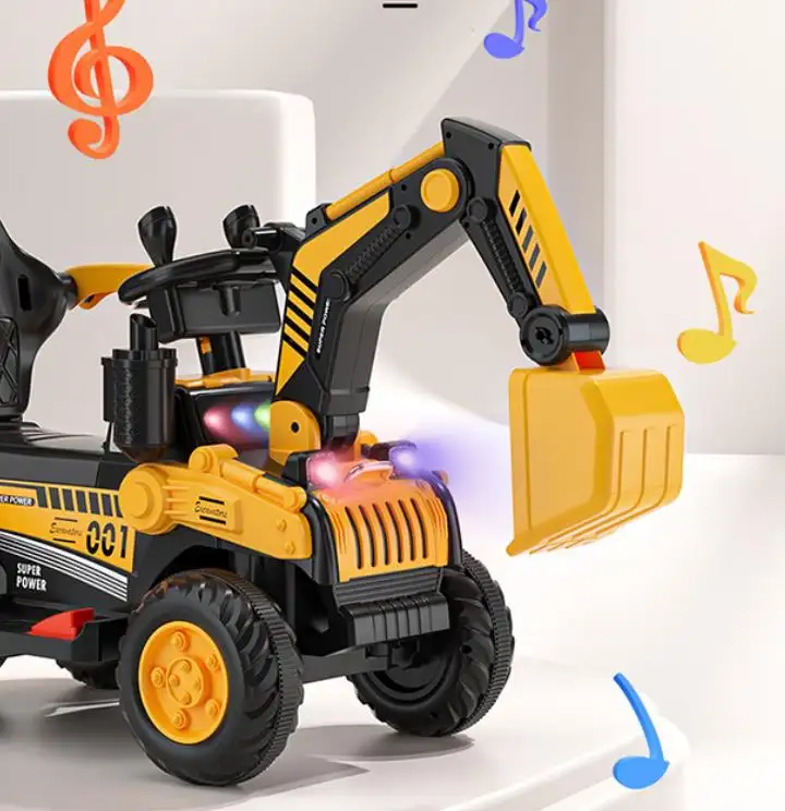 Kids Ride-On Excavator Tractor with Battery Option - Electric Construction Toy Car